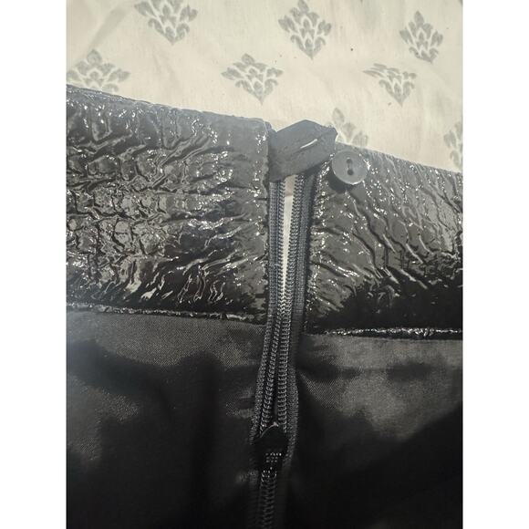 Akris Punto Crocodile Embossed FauxPatent Leather Black Pencil Skirt Size 10 - Picture 5 of 10